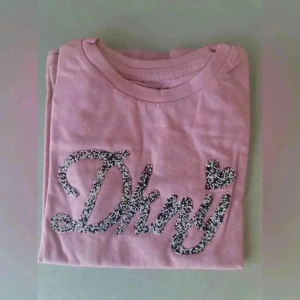 DKNY Girls' Fashion Long Sleeve T-Shirt Love Pink Heather Size 6x and 5T - Picture 8 of 9